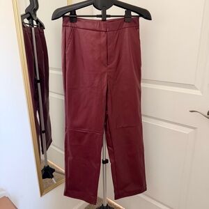 Lulu's Burgundy Faux Leather High-Waist Trousers